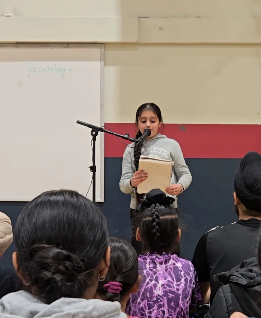 Youth athlete practicing speech delivery