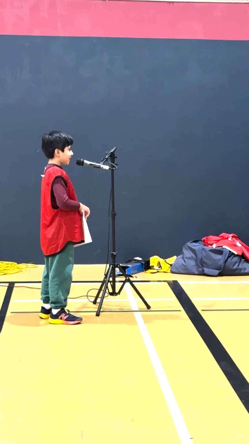 Athlete addressing audience at ceremony